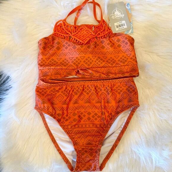Moana 3 PC Deluxe Swimsuit Girl Size 5/6 Disney Store NWT 2022 Style - Picture 3 of 9